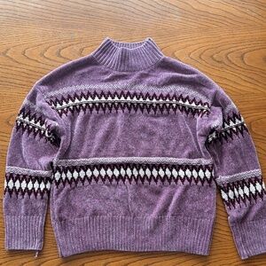 Christian Siriano Purple Chenille Mock Neck Sweater in Medium